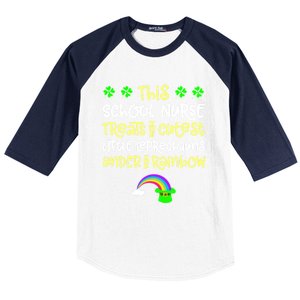 School Nurse St Patrick Day Leprechauns Rainbow Paddy Green Gift Baseball Sleeve Shirt