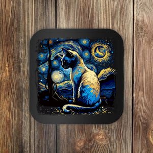 Starry Night Siamese Cat Funny Cat Graphic Cat Lover Coaster