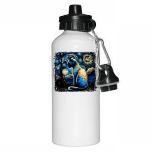 Starry Night Siamese Cat Funny Cat Graphic Cat Lover Aluminum Water Bottle