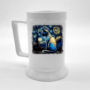 Starry Night Siamese Cat Funny Cat Graphic Cat Lover Beer Stein