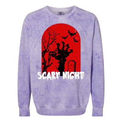 Scary Night Spooky Graveyard Halloween Colorblast Crewneck Sweatshirt