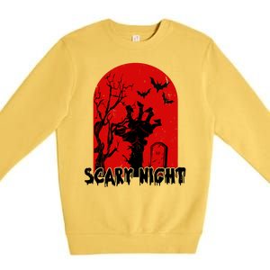 Scary Night Spooky Graveyard Halloween Premium Crewneck Sweatshirt