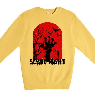 Scary Night Spooky Graveyard Halloween Premium Crewneck Sweatshirt