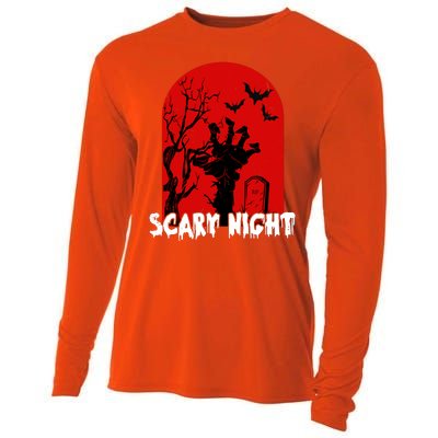 Scary Night Spooky Graveyard Halloween Cooling Performance Long Sleeve Crew