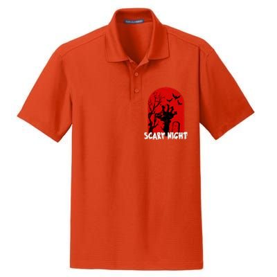 Scary Night Spooky Graveyard Halloween Dry Zone Grid Polo