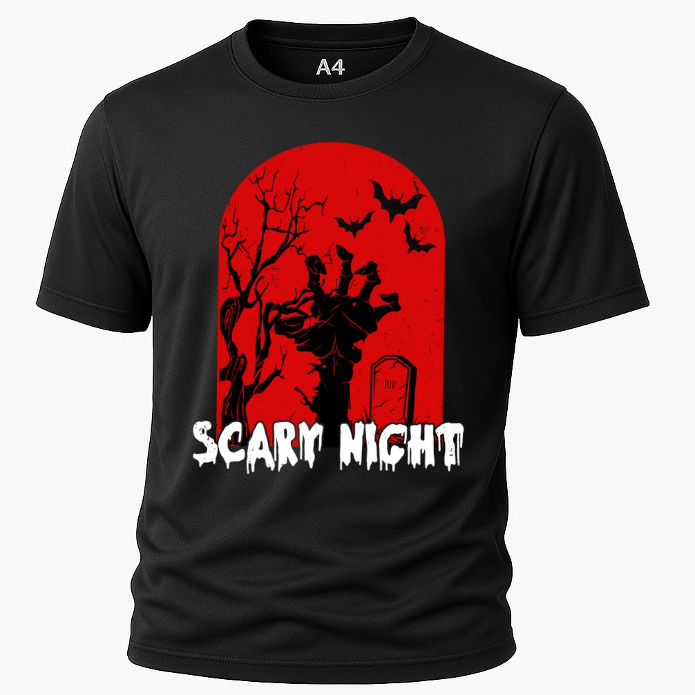 Scary Night Spooky Graveyard Halloween Cooling Performance Crew T-Shirt