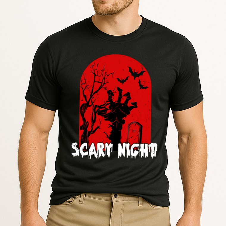 Scary Night Spooky Graveyard Halloween Cooling Performance Crew T-Shirt