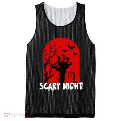 Scary Night Spooky Graveyard Halloween Mesh Reversible Basketball Jersey Tank