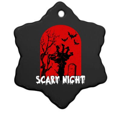 Scary Night Spooky Graveyard Halloween Ceramic Star Ornament