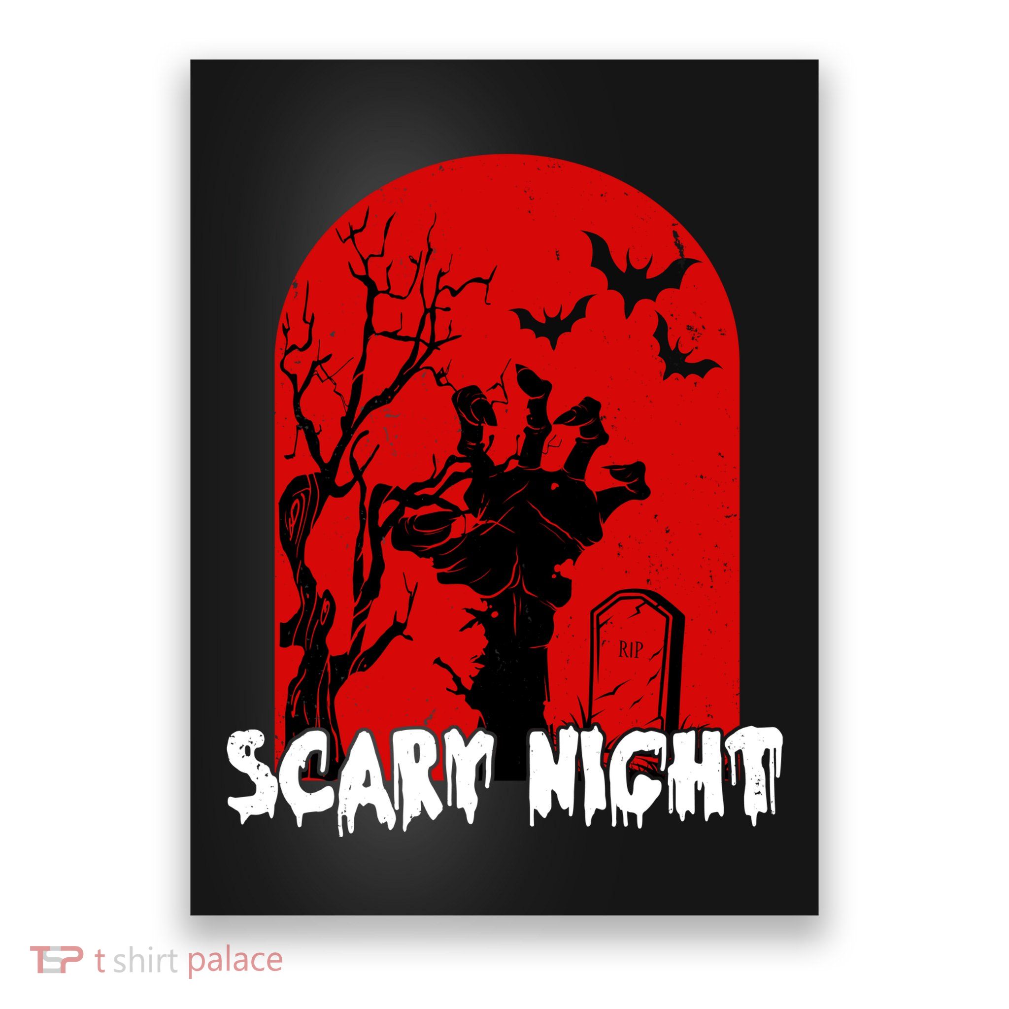 Scary Night Spooky Graveyard Halloween Poster