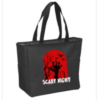 Scary Night Spooky Graveyard Halloween Zip Tote Bag