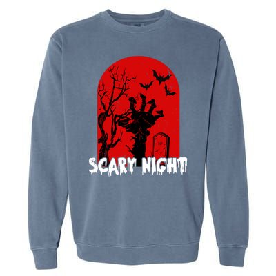 Scary Night Spooky Graveyard Halloween Garment-Dyed Sweatshirt