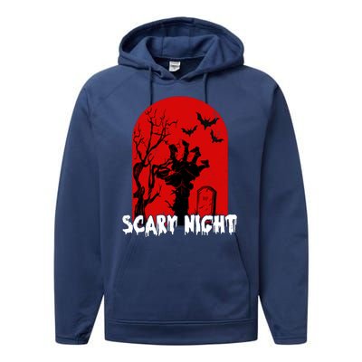 Scary Night Spooky Graveyard Halloween Performance Fleece Hoodie