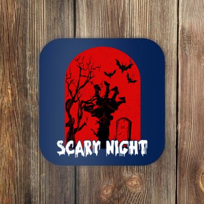 Scary Night Spooky Graveyard Halloween Coaster