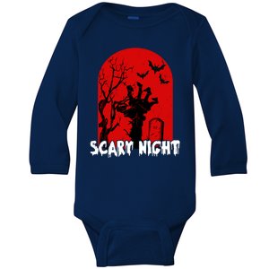 Scary Night Spooky Graveyard Halloween Baby Long Sleeve Bodysuit