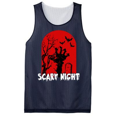 Scary Night Spooky Graveyard Halloween Mesh Reversible Basketball Jersey Tank