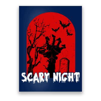 Scary Night Spooky Graveyard Halloween Poster