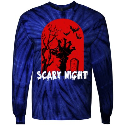 Scary Night Spooky Graveyard Halloween Tie-Dye Long Sleeve Shirt