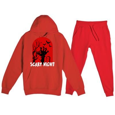 Scary Night Spooky Graveyard Halloween Premium Hooded Sweatsuit Set