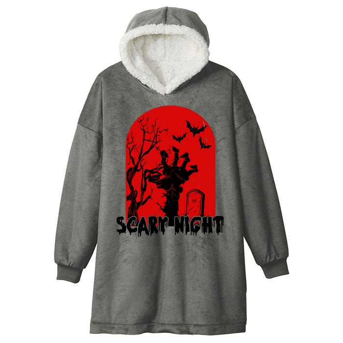 Scary Night Spooky Graveyard Halloween Hooded Wearable Blanket