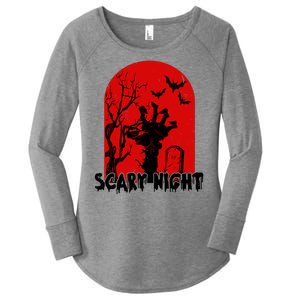 Scary Night Spooky Graveyard Halloween Women's Perfect Tri Tunic Long Sleeve Shirt