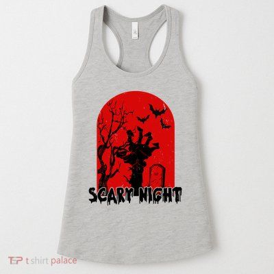 Scary Night Spooky Graveyard Halloween Womens Tank Top