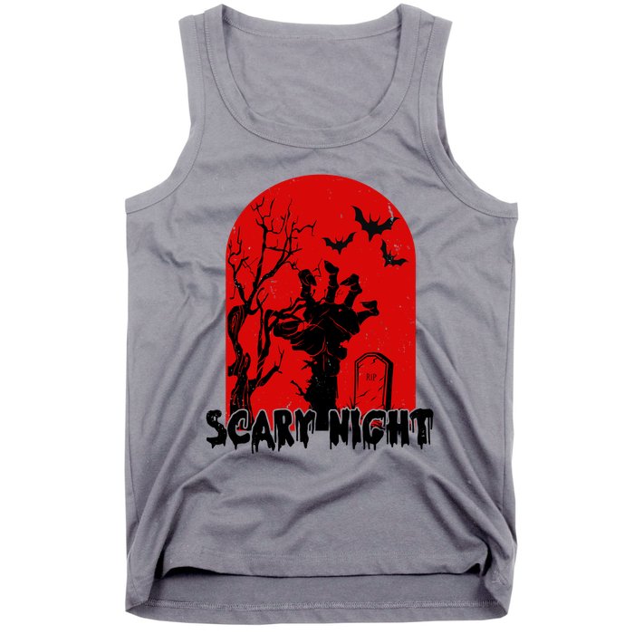 Scary Night Spooky Graveyard Halloween Tank Top