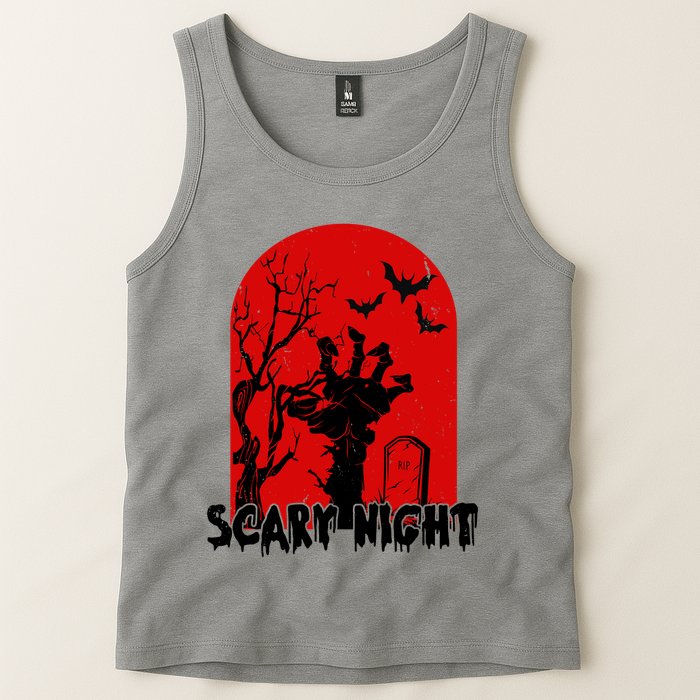 Scary Night Spooky Graveyard Halloween Tank Top