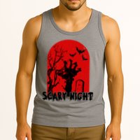 Scary Night Spooky Graveyard Halloween Tank Top