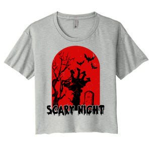 Scary Night Spooky Graveyard Halloween Women's Crop Top Tee