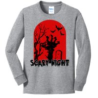 Scary Night Spooky Graveyard Halloween Kids Long Sleeve Shirt