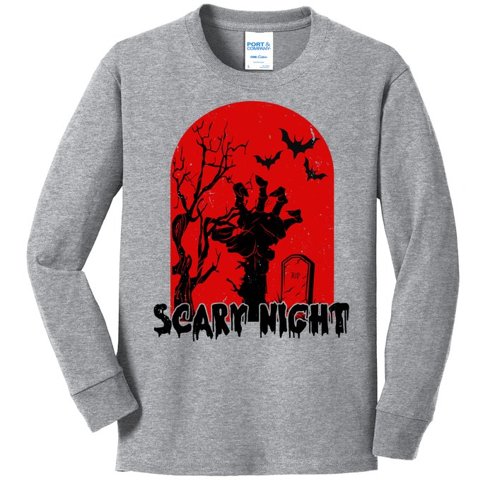 Scary Night Spooky Graveyard Halloween Kids Long Sleeve Shirt