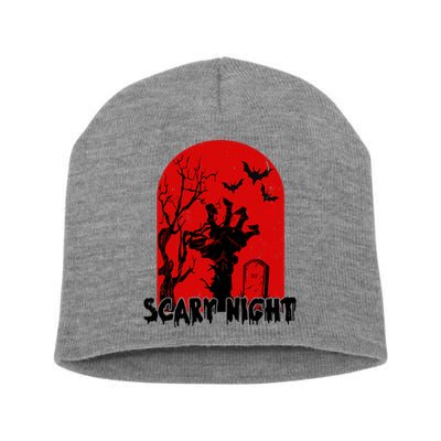 Scary Night Spooky Graveyard Halloween Short Acrylic Beanie