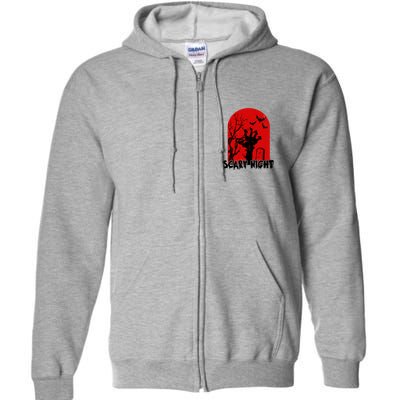 Scary Night Spooky Graveyard Halloween Full Zip Hoodie