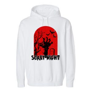 Scary Night Spooky Graveyard Halloween Garment-Dyed Fleece Hoodie