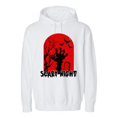 Scary Night Spooky Graveyard Halloween Garment-Dyed Fleece Hoodie