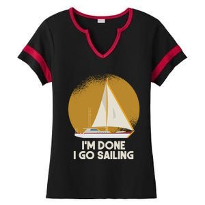 Sailing Nautical Sailor Great Gift Captain Sail Anchor Funny Sailing Meaningful Ladies Halftime Notch Neck Tee