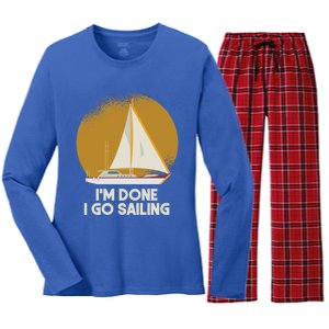 Sailing Nautical Sailor Great Gift Captain Sail Anchor Funny Sailing Meaningful Women's Long Sleeve Flannel Pajama Set 