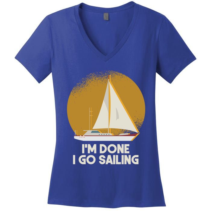 Sailing Nautical Sailor Great Gift Captain Sail Anchor Funny Sailing Meaningful Women's V-Neck T-Shirt