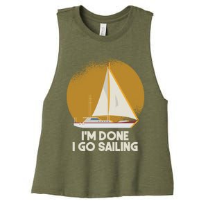 Sailing Nautical Sailor Great Gift Captain Sail Anchor Funny Sailing Meaningful Women's Racerback Cropped Tank