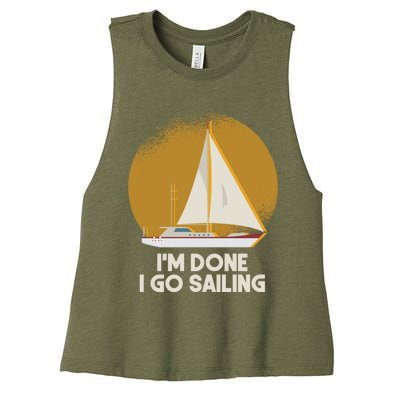 Sailing Nautical Sailor Great Gift Captain Sail Anchor Funny Sailing Meaningful Women's Racerback Cropped Tank