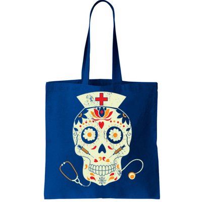 Spooky Nurse Skull Sugar Nurse Cap Stethoscope Halloween Meaningful Gift Tote Bag