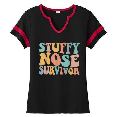 Stuffy Nose Survivor Funny Ladies Halftime Notch Neck Tee