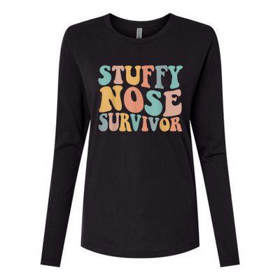 Stuffy Nose Survivor Funny Womens Cotton Relaxed Long Sleeve T-Shirt