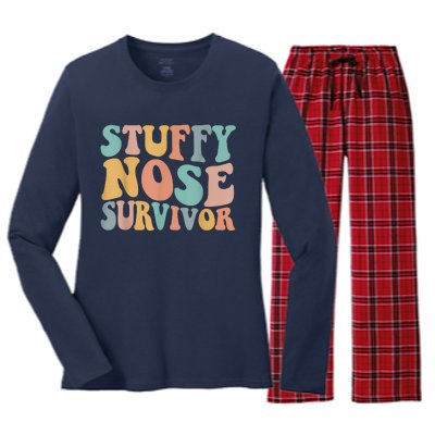 Stuffy Nose Survivor Funny Women's Long Sleeve Flannel Pajama Set 