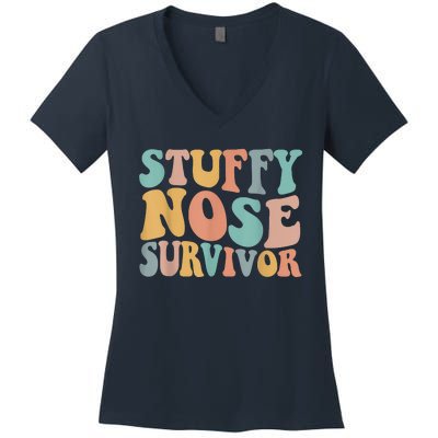 Stuffy Nose Survivor Funny Women's V-Neck T-Shirt