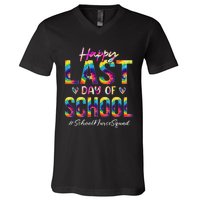 School Nurse Squad Happy Last Day of School Funny Tie Dye V-Neck T-Shirt