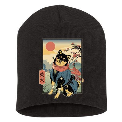 Shiba Ninja Samurai Dogs Pet Days For Friends Family Short Acrylic Beanie