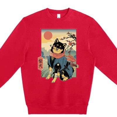 Shiba Ninja Samurai Dogs Pet Days For Friends Family Premium Crewneck Sweatshirt