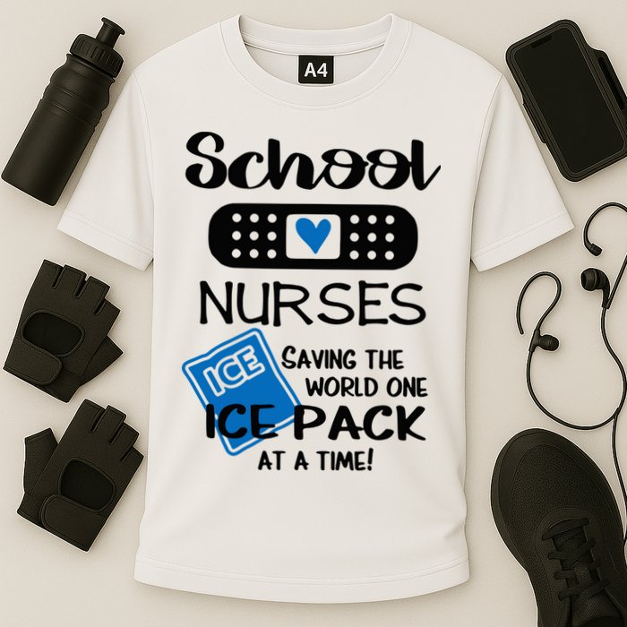 School Nurse Saving The World One Ice Pack At A Time! Cooling Performance Crew T-Shirt